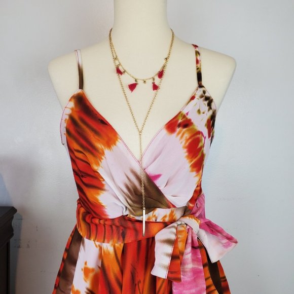 TeeCo Mini Dress with Attached Front Tie Belt Size M (Juniors) - Picture 2 of 8